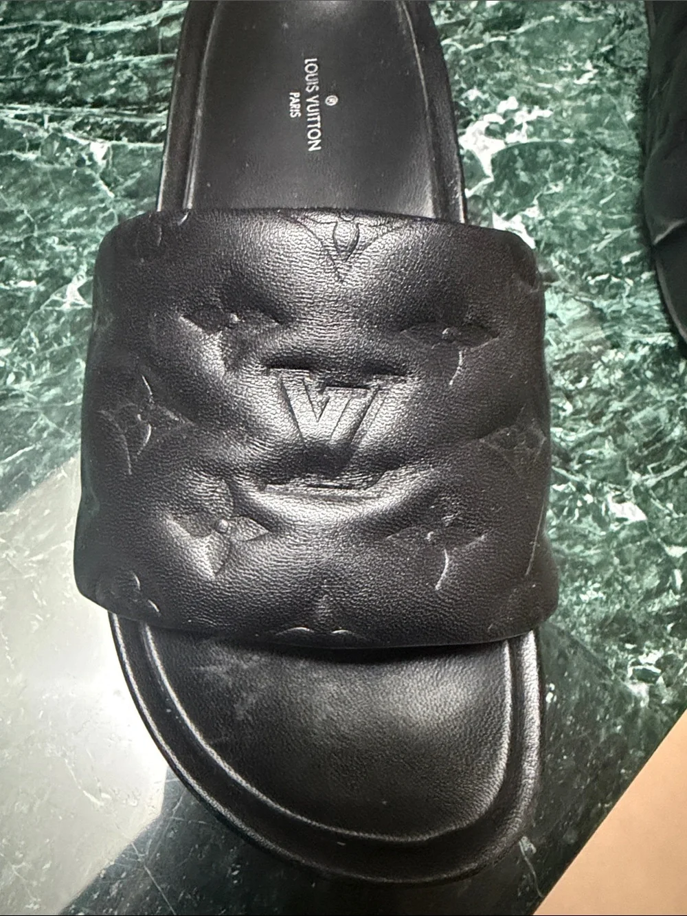 Louis Vuitton Black Quilted Monogram Slide Sandals